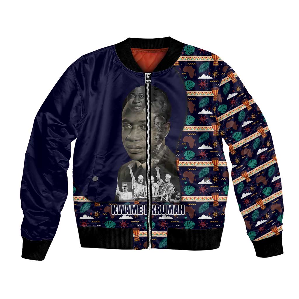 Kwame Nkrumah Bomber Jacket Ghana Pan-African Print Design Portrait and Anti-Colonial Legacy Tribute - Wonder Print Shop