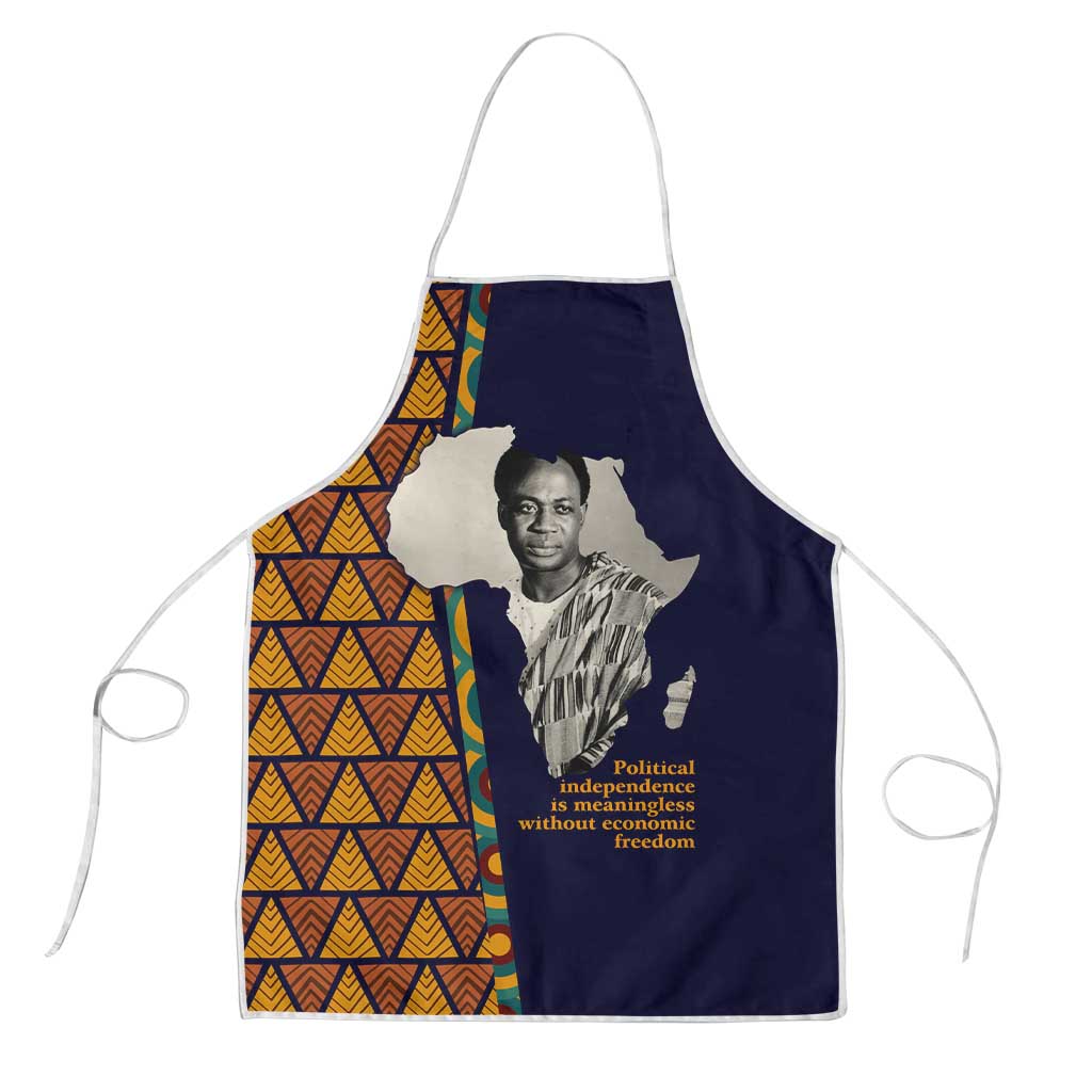Kwame Nkrumah Ghana Apron African Map Pattern Design and Economic Freedom Quote Tribute - Wonder Print Shop