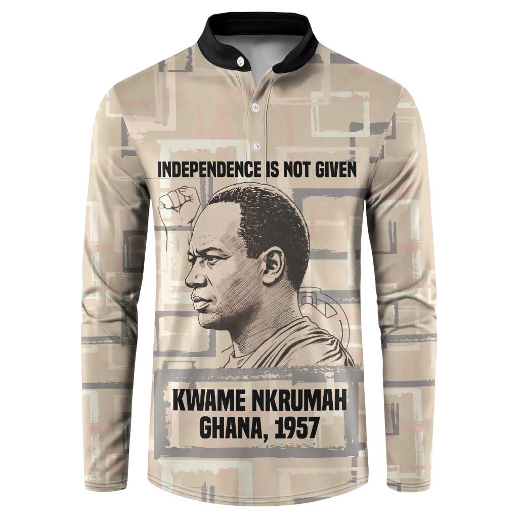 Kwame Nkrumah Button Sweatshirt with Raised Fist Design and Independence Quote Ghana 1957 Tribute