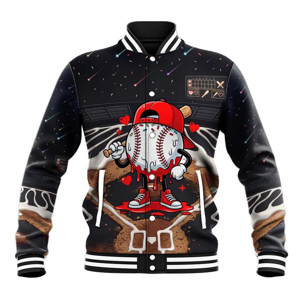 Baseball Drip Icecream Baseball Jacket Boy Valentine Day Melting Cream Pattern