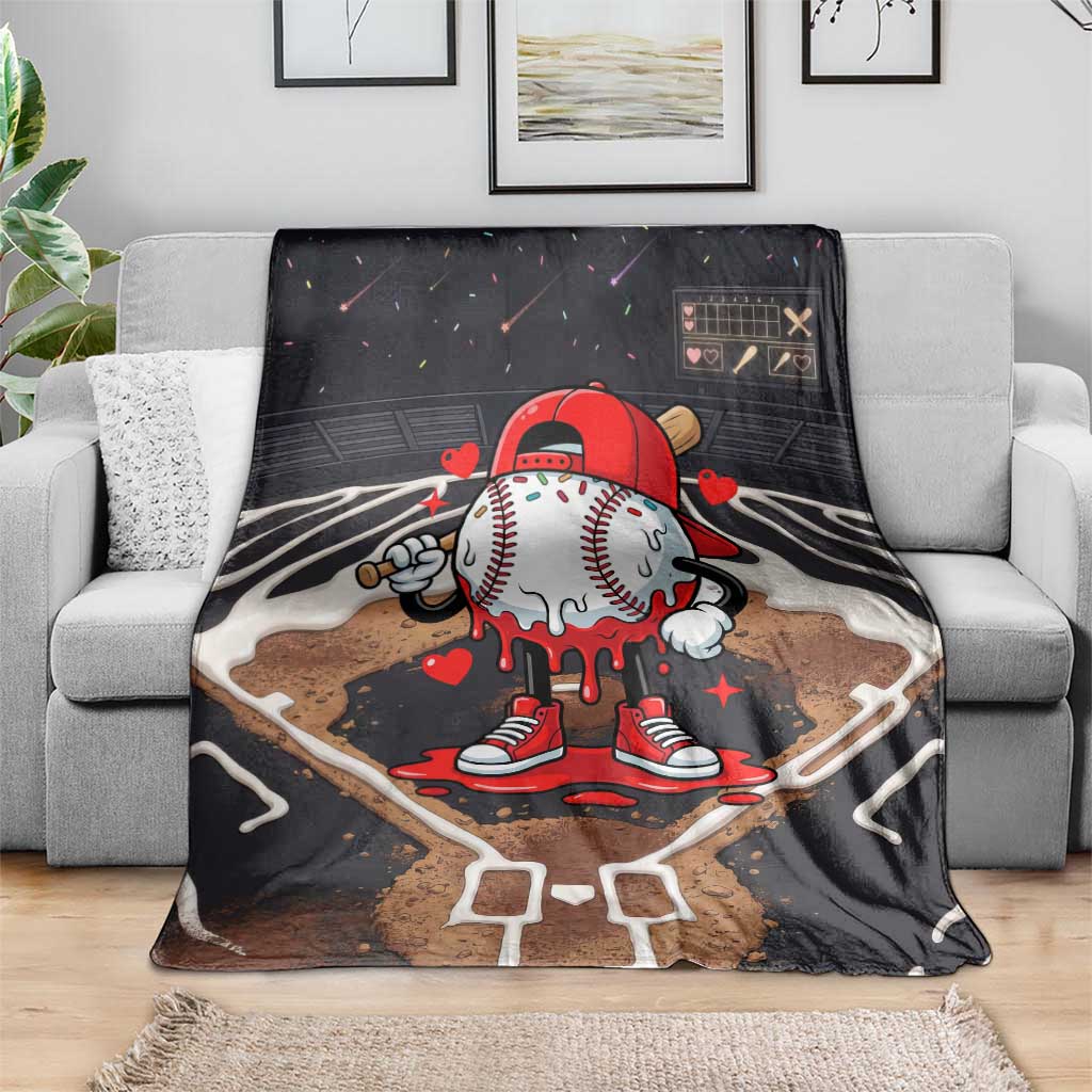 Baseball Drip Icecream Blanket Boy Valentine Day Melting Cream Pattern
