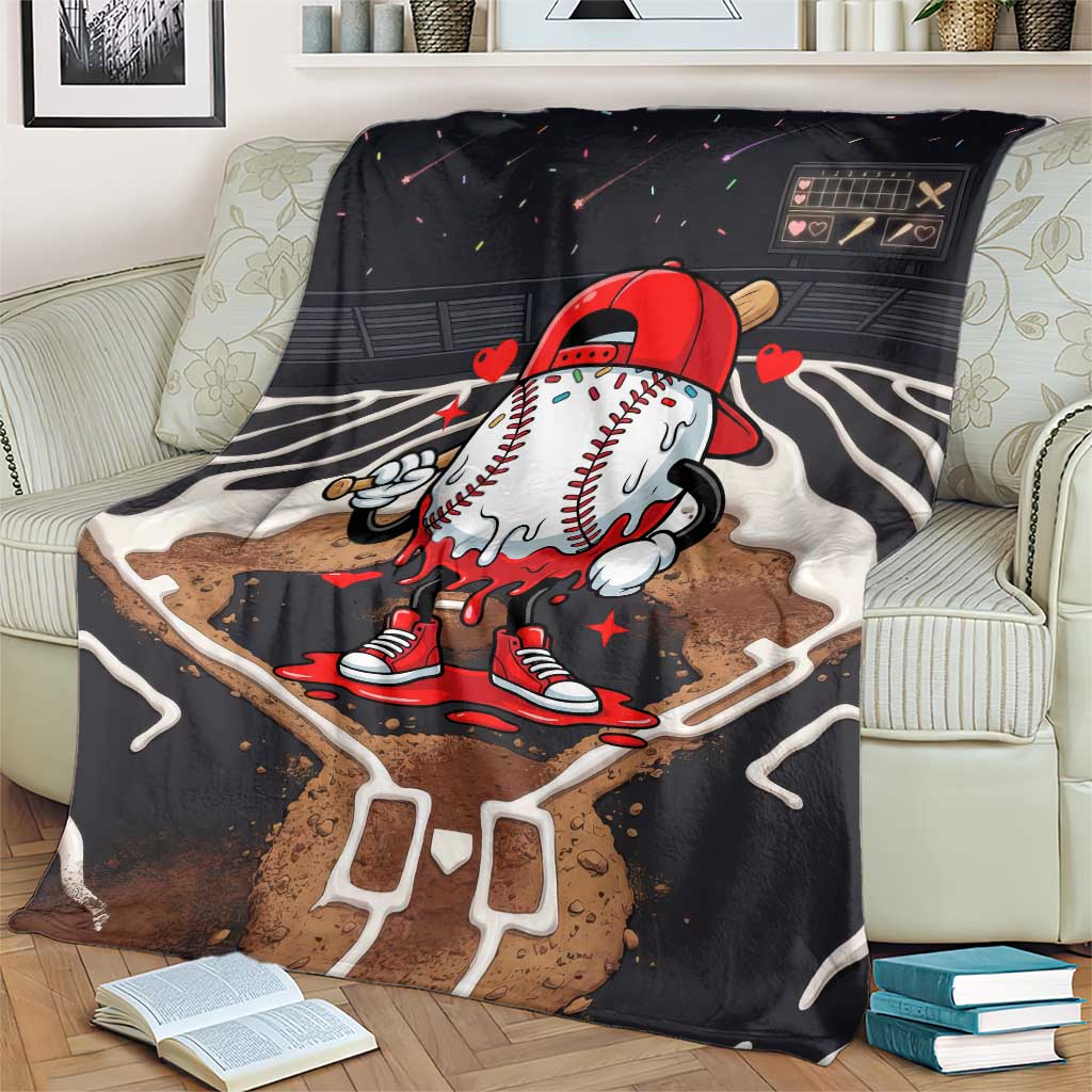 Baseball Drip Icecream Blanket Boy Valentine Day Melting Cream Pattern