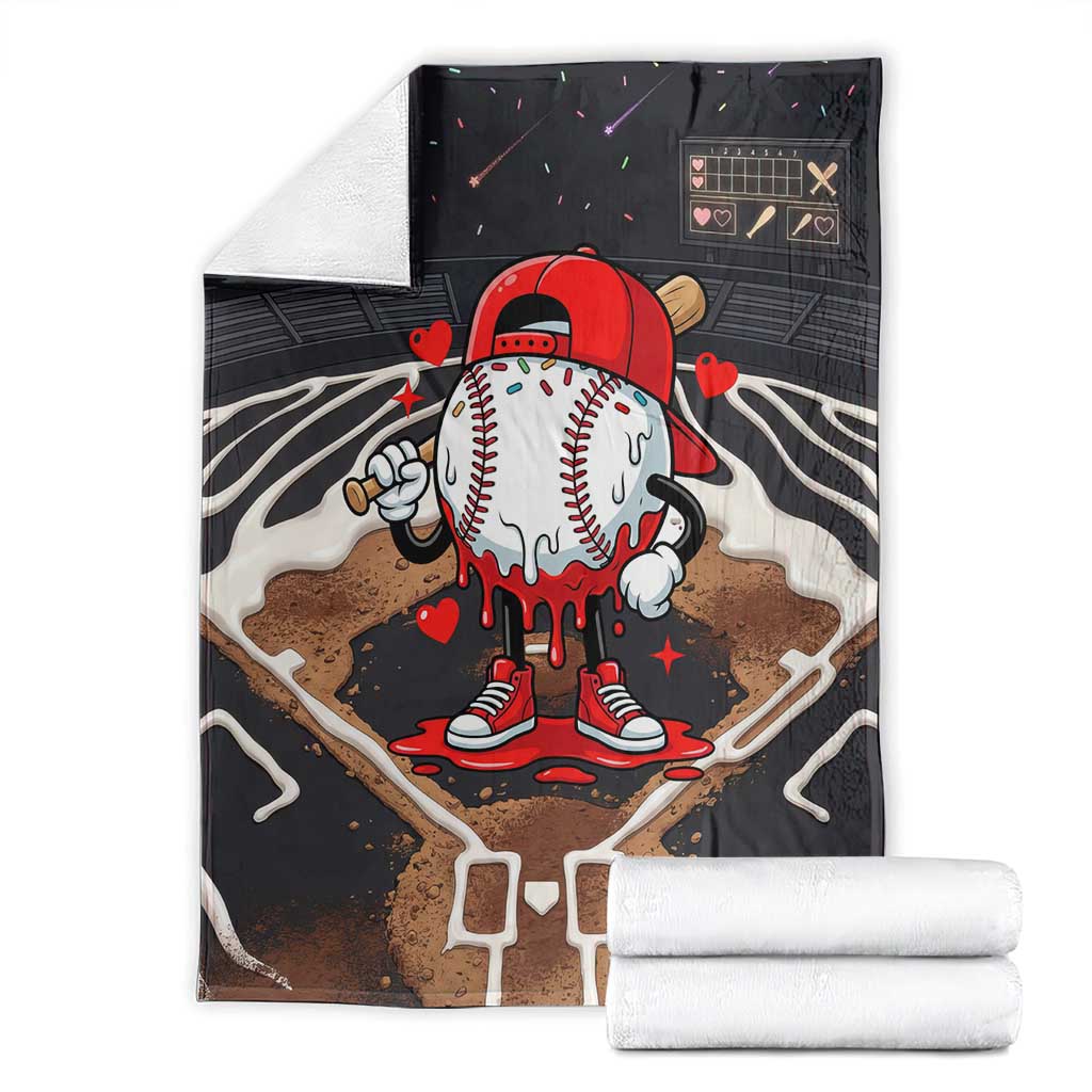 Baseball Drip Icecream Blanket Boy Valentine Day Melting Cream Pattern
