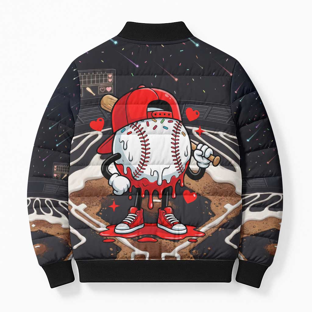 Baseball Drip Icecream Bomber Puffer Jacket Boy Valentine Day Melting Cream Pattern