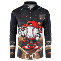 Baseball Drip Icecream Button Sweatshirt Boy Valentine Day Melting Cream Pattern