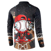 Baseball Drip Icecream Button Sweatshirt Boy Valentine Day Melting Cream Pattern
