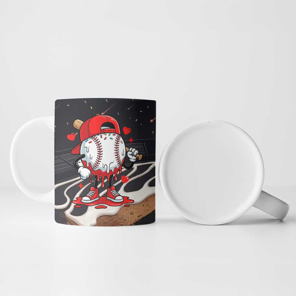 Baseball Drip Icecream Ceramic Mug Boy Valentine Day Melting Cream Pattern