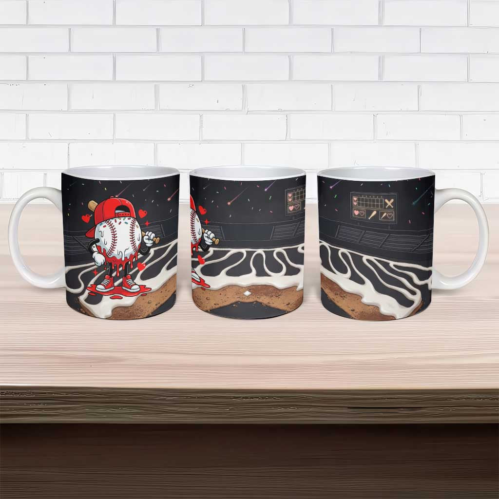 Baseball Drip Icecream Ceramic Mug Boy Valentine Day Melting Cream Pattern