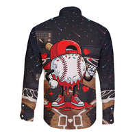 Baseball Drip Icecream Long Sleeve Button Shirt Boy Valentine Day Melting Cream Pattern