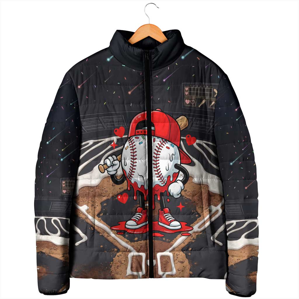 Baseball Drip Icecream Padded Jacket Boy Valentine Day Melting Cream Pattern