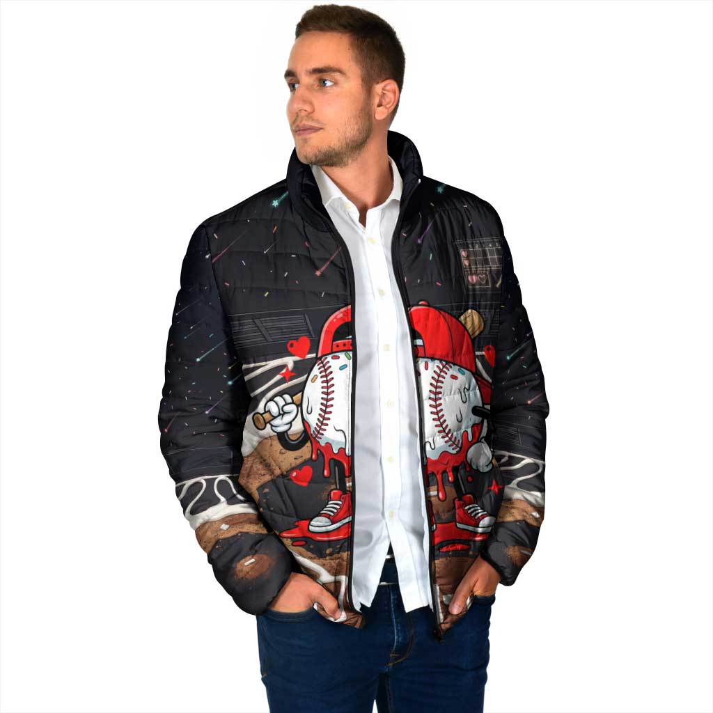 Baseball Drip Icecream Padded Jacket Boy Valentine Day Melting Cream Pattern