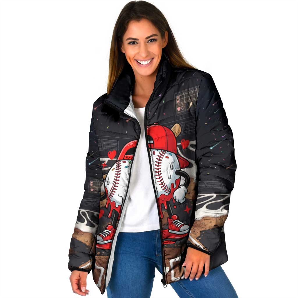 Baseball Drip Icecream Padded Jacket Boy Valentine Day Melting Cream Pattern