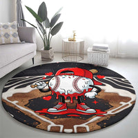 Baseball Drip Icecream Round Carpet Boy Valentine Day Melting Cream Pattern