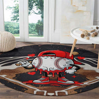 Baseball Drip Icecream Round Carpet Boy Valentine Day Melting Cream Pattern
