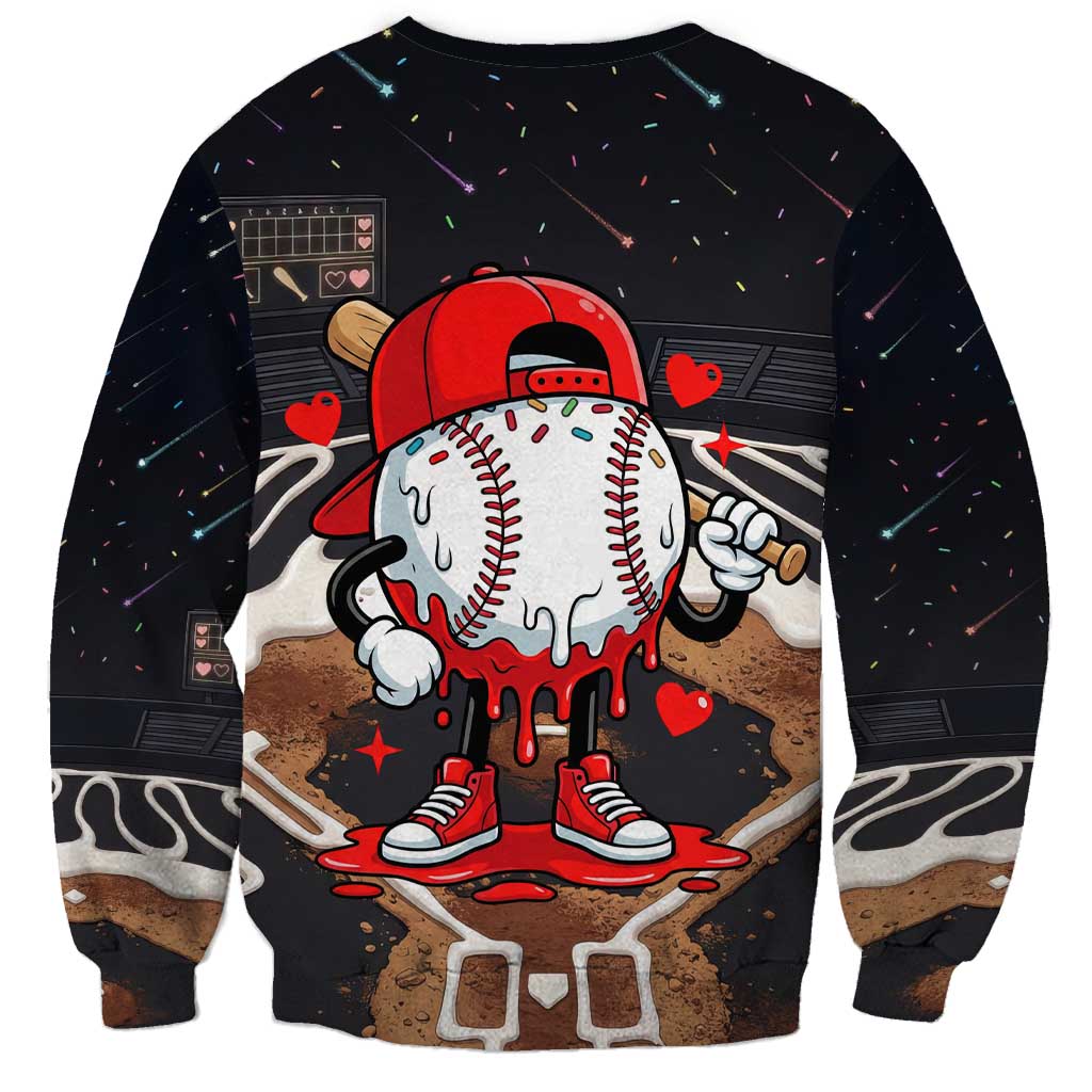 Baseball Drip Icecream Sweatshirt Boy Valentine Day Melting Cream Pattern
