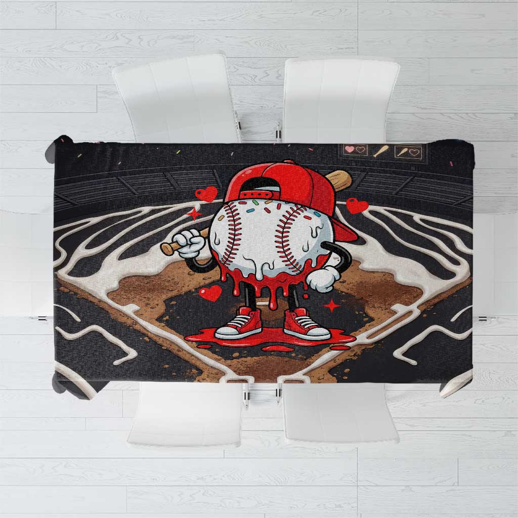 Baseball Drip Icecream Tablecloth Boy Valentine Day Melting Cream Pattern