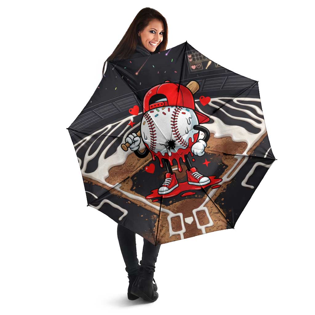 Baseball Drip Icecream Umbrella Boy Valentine Day Melting Cream Pattern