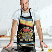 Vintage 1976 Birthday Celebration Apron 50th Birthday for Him - Retro Distressed Stripe Pattern