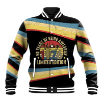 Vintage 1976 Birthday Celebration Baseball Jacket 50th Birthday for Him - Retro Distressed Stripe Pattern