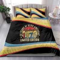 Vintage 1976 Birthday Celebration Bedding Set 50th Birthday for Him - Retro Distressed Stripe Pattern