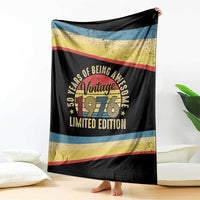Vintage 1976 Birthday Celebration Blanket 50th Birthday for Him - Retro Distressed Stripe Pattern