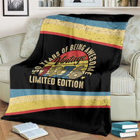 Vintage 1976 Birthday Celebration Blanket 50th Birthday for Him - Retro Distressed Stripe Pattern