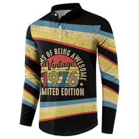 Vintage 1976 Birthday Celebration Button Sweatshirt 50th Birthday for Him - Retro Distressed Stripe Pattern