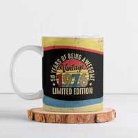 Vintage 1976 Birthday Celebration Ceramic Mug 50th Birthday for Him - Retro Distressed Stripe Pattern