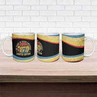 Vintage 1976 Birthday Celebration Ceramic Mug 50th Birthday for Him - Retro Distressed Stripe Pattern