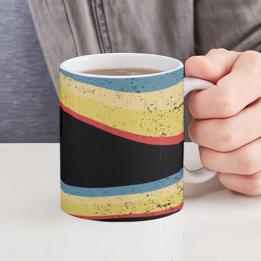 Vintage 1976 Birthday Celebration Ceramic Mug 50th Birthday for Him - Retro Distressed Stripe Pattern