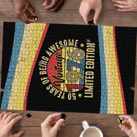 Vintage 1976 Birthday Celebration Puzzle 50th Birthday for Him - Retro Distressed Stripe Pattern