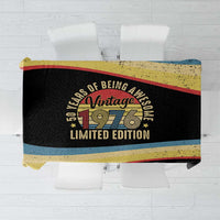 Vintage 1976 Birthday Celebration Tablecloth 50th Birthday for Him - Retro Distressed Stripe Pattern