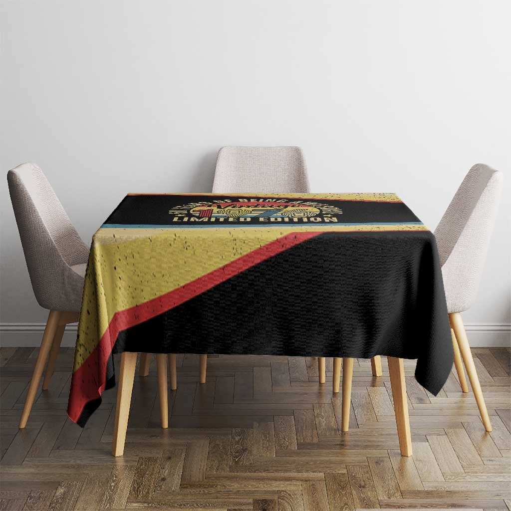 Vintage 1976 Birthday Celebration Tablecloth 50th Birthday for Him - Retro Distressed Stripe Pattern