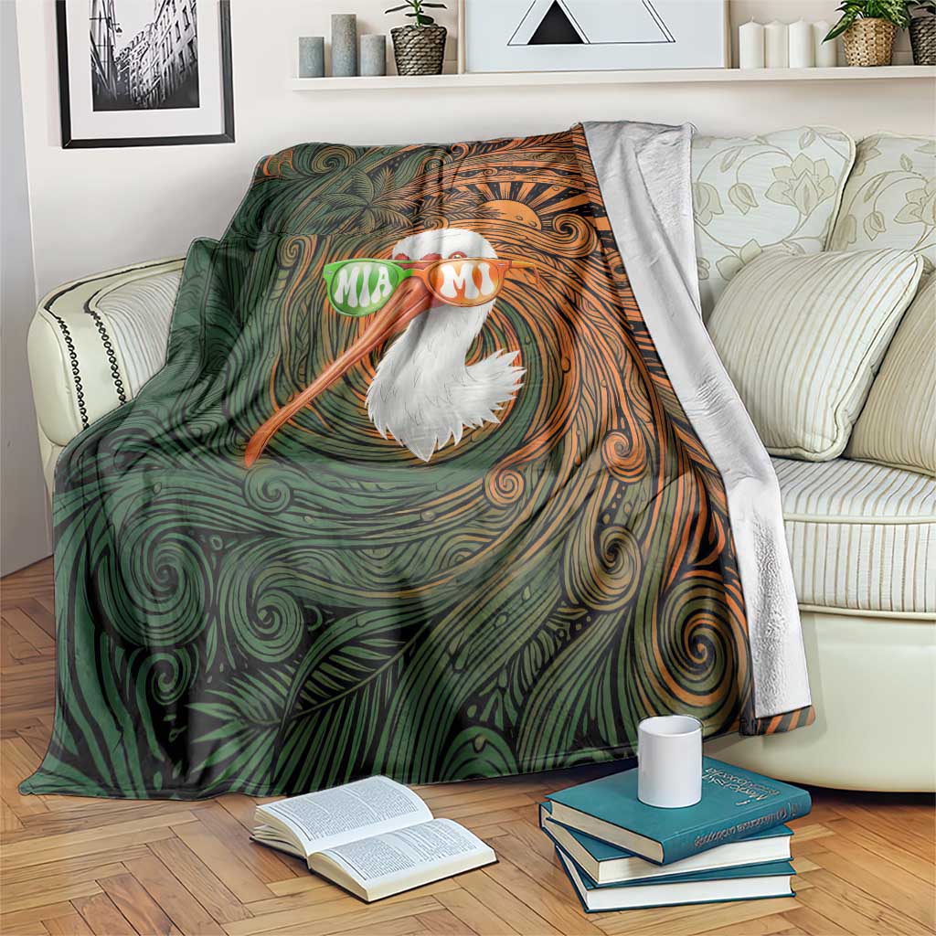 Vintage American White Ibis Blanket Miami Sunglasses Artistic Tribal Wave Pattern