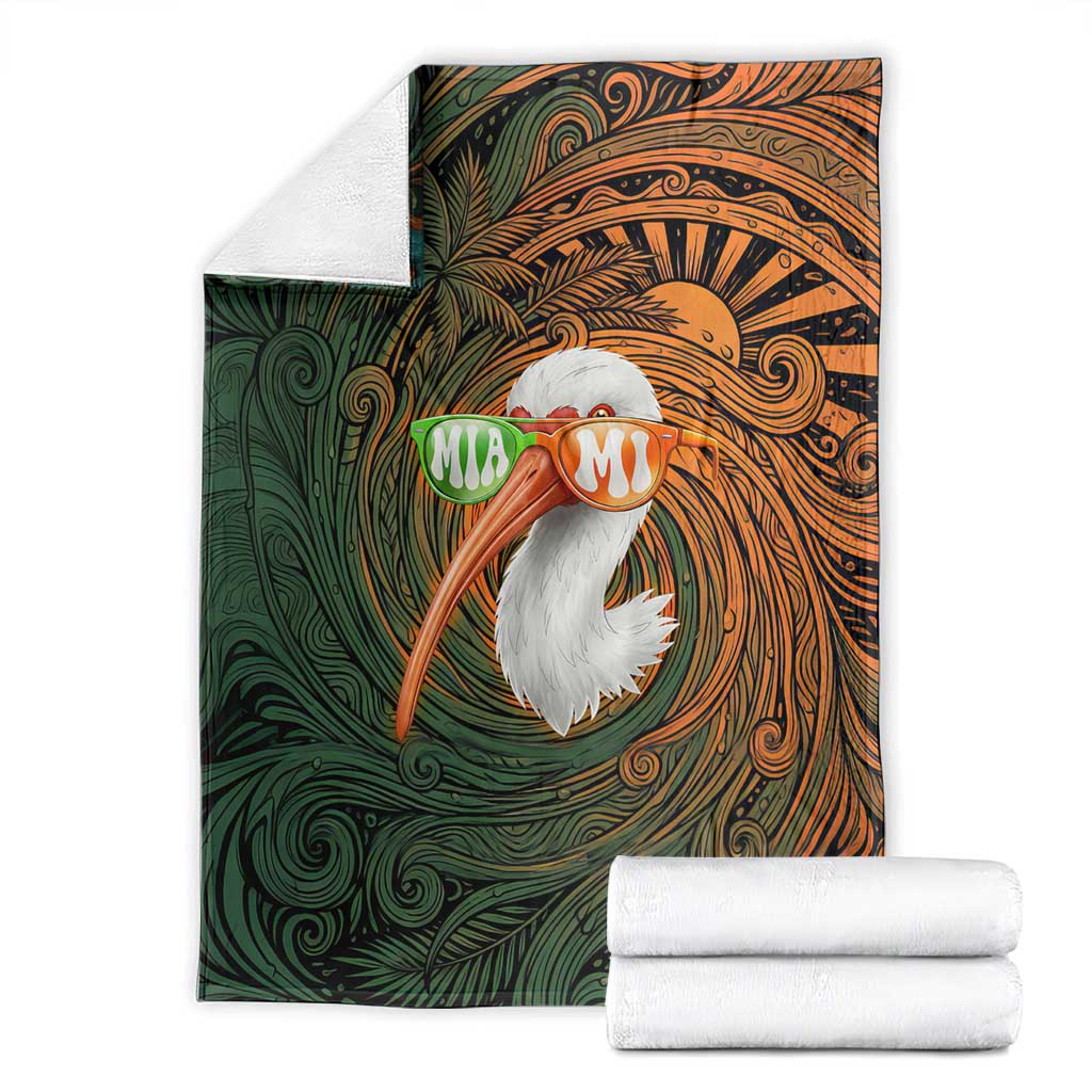 Vintage American White Ibis Blanket Miami Sunglasses Artistic Tribal Wave Pattern