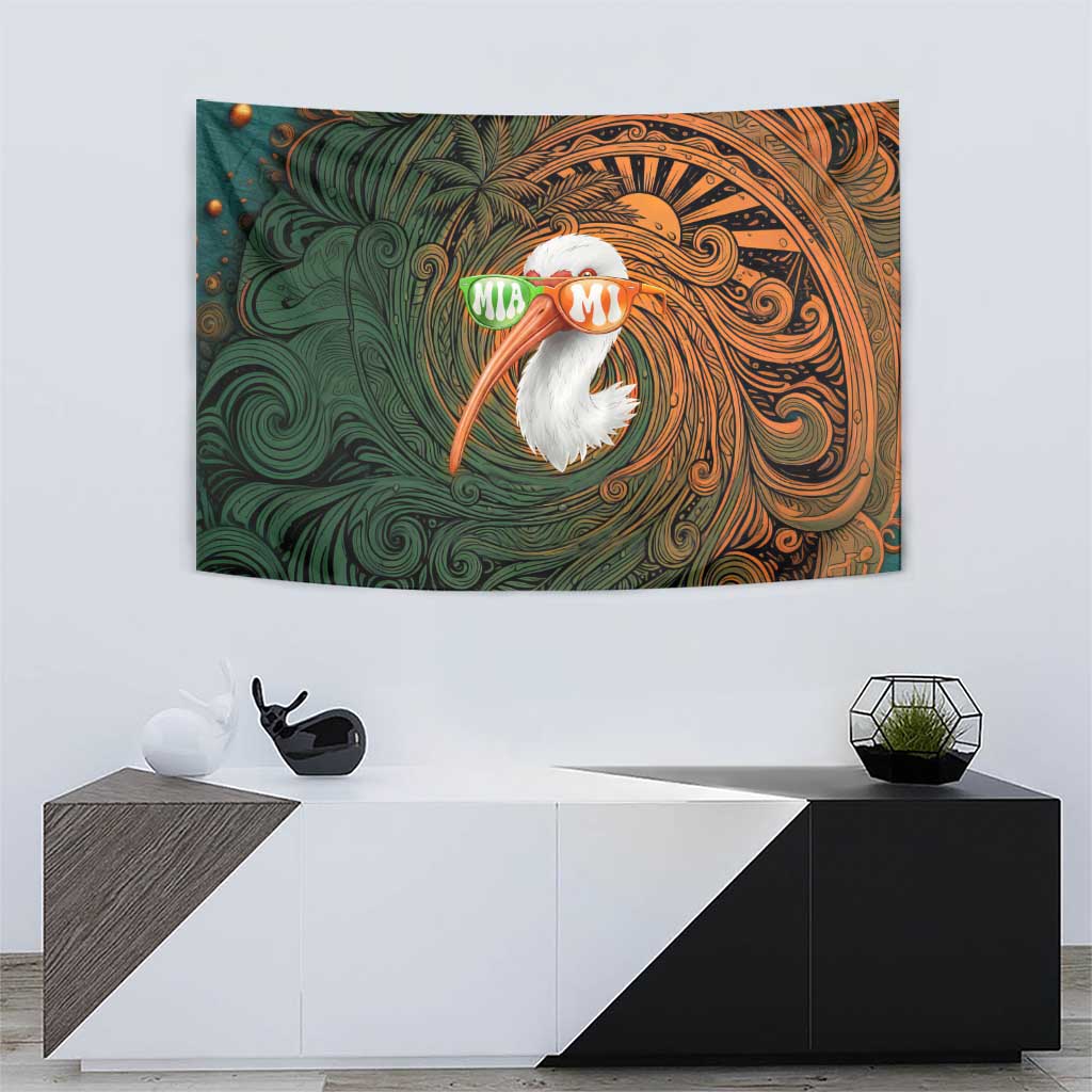 Vintage American White Ibis Tapestry Miami Sunglasses Artistic Tribal Wave Pattern