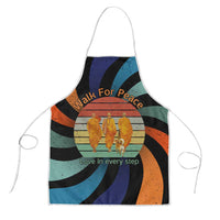 Buddhist Monks Walk For Peace Apron with Retro Sunset Swirl Pattern