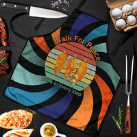 Buddhist Monks Walk For Peace Apron with Retro Sunset Swirl Pattern