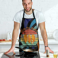 Buddhist Monks Walk For Peace Apron with Retro Sunset Swirl Pattern