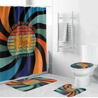 Buddhist Monks Walk For Peace Bathroom Set with Retro Sunset Swirl Pattern