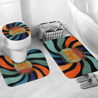 Buddhist Monks Walk For Peace Bathroom Set with Retro Sunset Swirl Pattern