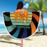 Buddhist Monks Walk For Peace Beach Blanket with Retro Sunset Swirl Pattern