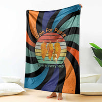 Buddhist Monks Walk For Peace Blanket with Retro Sunset Swirl Pattern