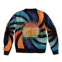 Buddhist Monks Walk For Peace Bomber Jacket with Retro Sunset Swirl Pattern