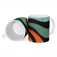 Buddhist Monks Walk For Peace Ceramic Mug with Retro Sunset Swirl Pattern