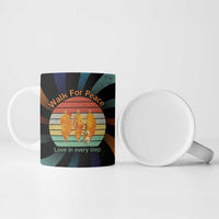 Buddhist Monks Walk For Peace Ceramic Mug with Retro Sunset Swirl Pattern