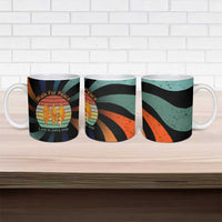 Buddhist Monks Walk For Peace Ceramic Mug with Retro Sunset Swirl Pattern