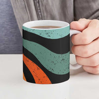 Buddhist Monks Walk For Peace Ceramic Mug with Retro Sunset Swirl Pattern