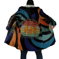 Buddhist Monks Walk For Peace Cloak with Retro Sunset Swirl Pattern