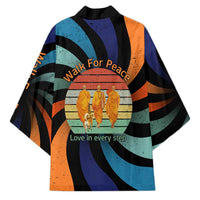 Buddhist Monks Walk For Peace Kimono with Retro Sunset Swirl Pattern